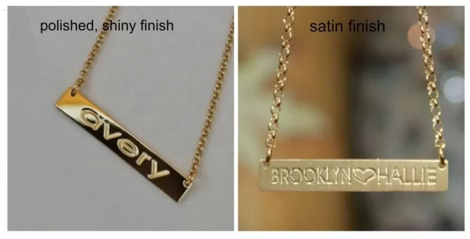 Personalized 14K Solid Gold Bar Necklace