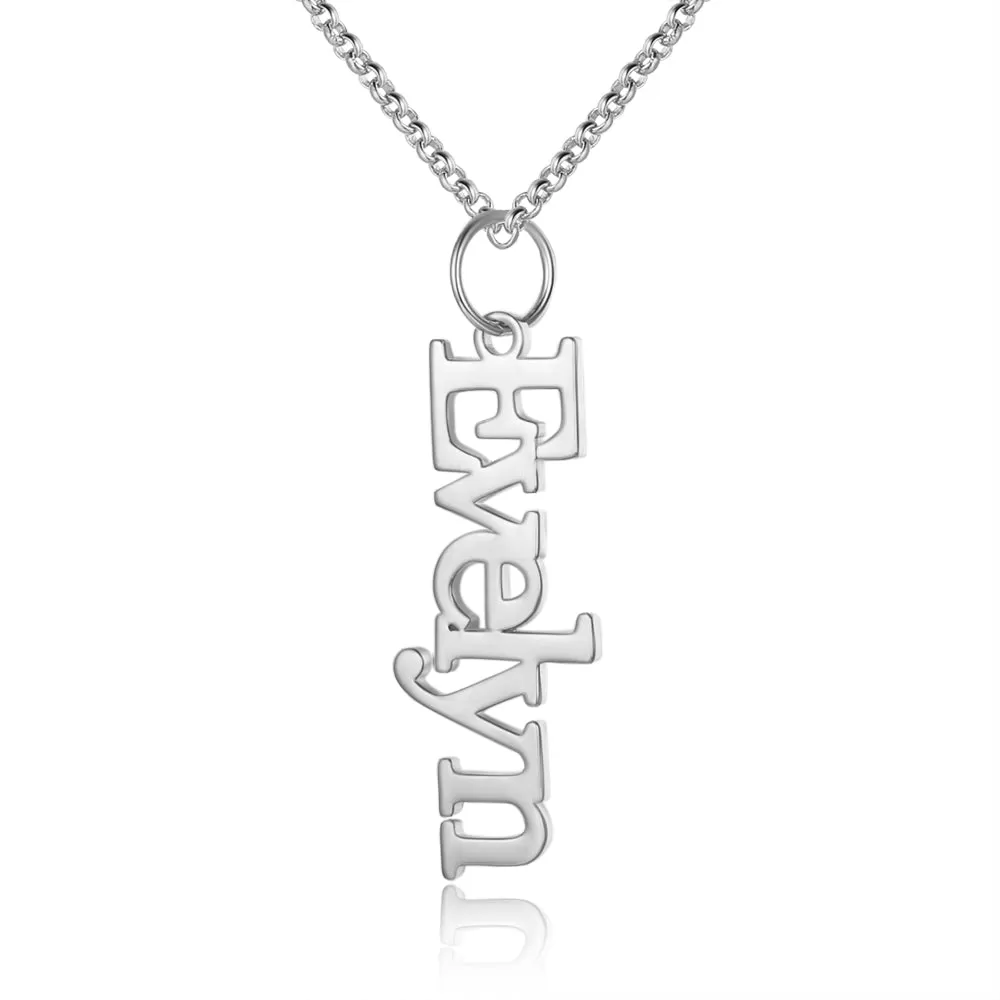 Personalized Sterling Silver Name Necklace - Vertical Dangle - Great Couples Gift