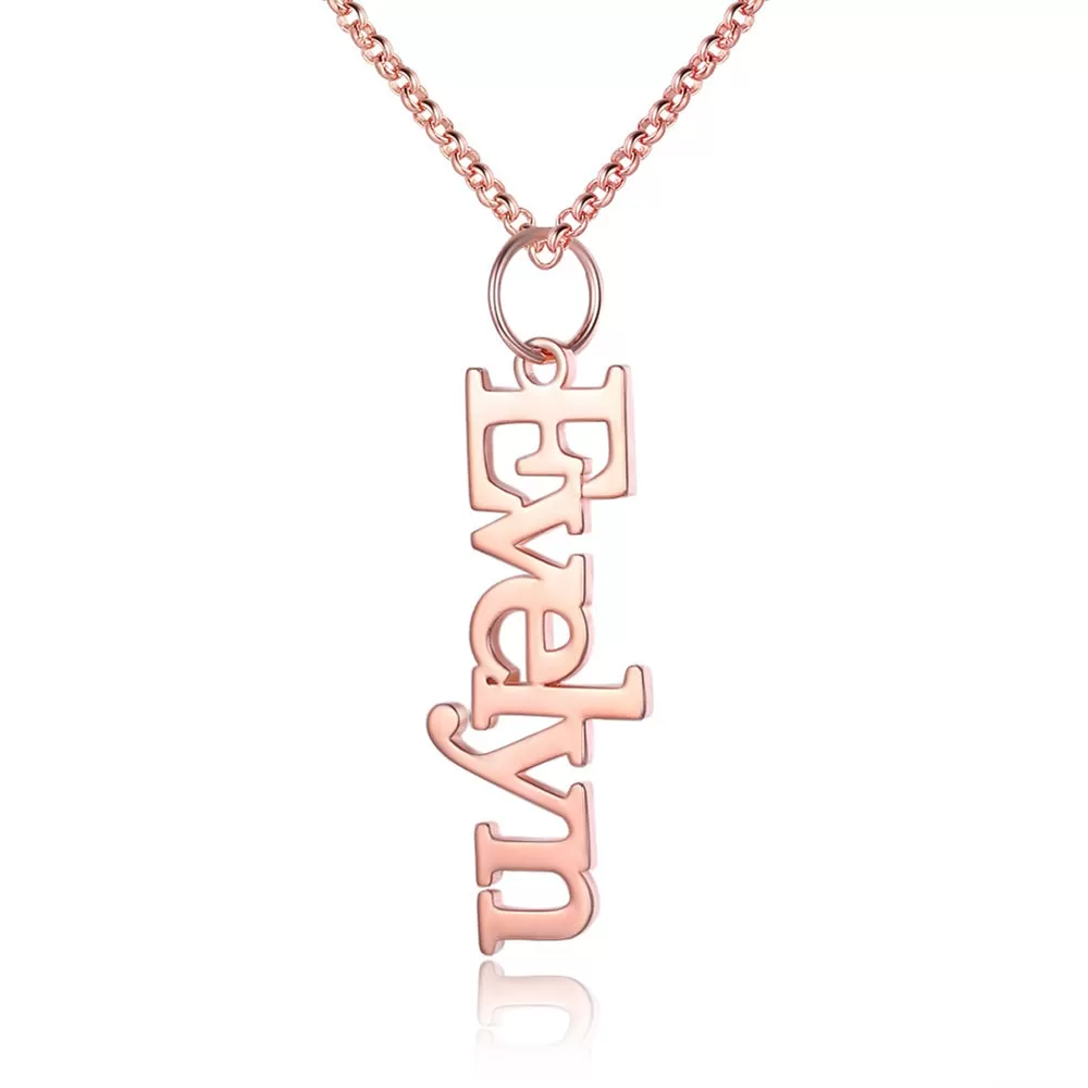 Personalized Sterling Silver Name Necklace - Vertical Dangle - Great Couples Gift