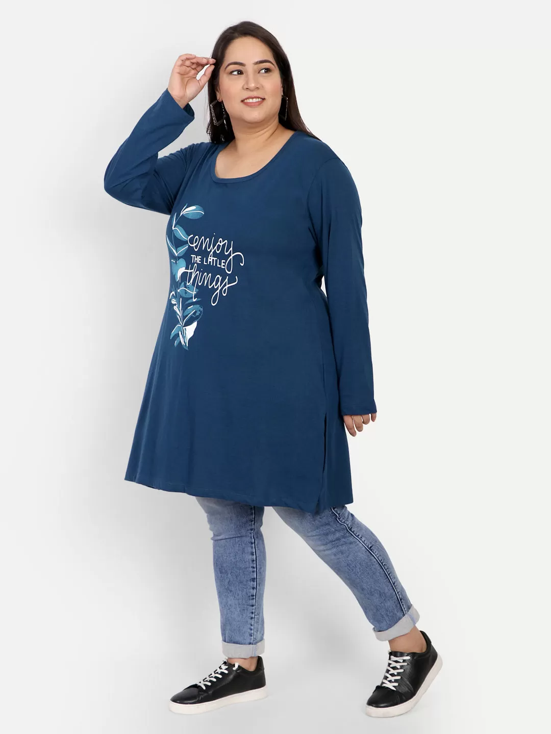 Plus Size Cotton Long Tops for Women Full Sleeves - Pack of 2 (Teal Blue & Mauve)