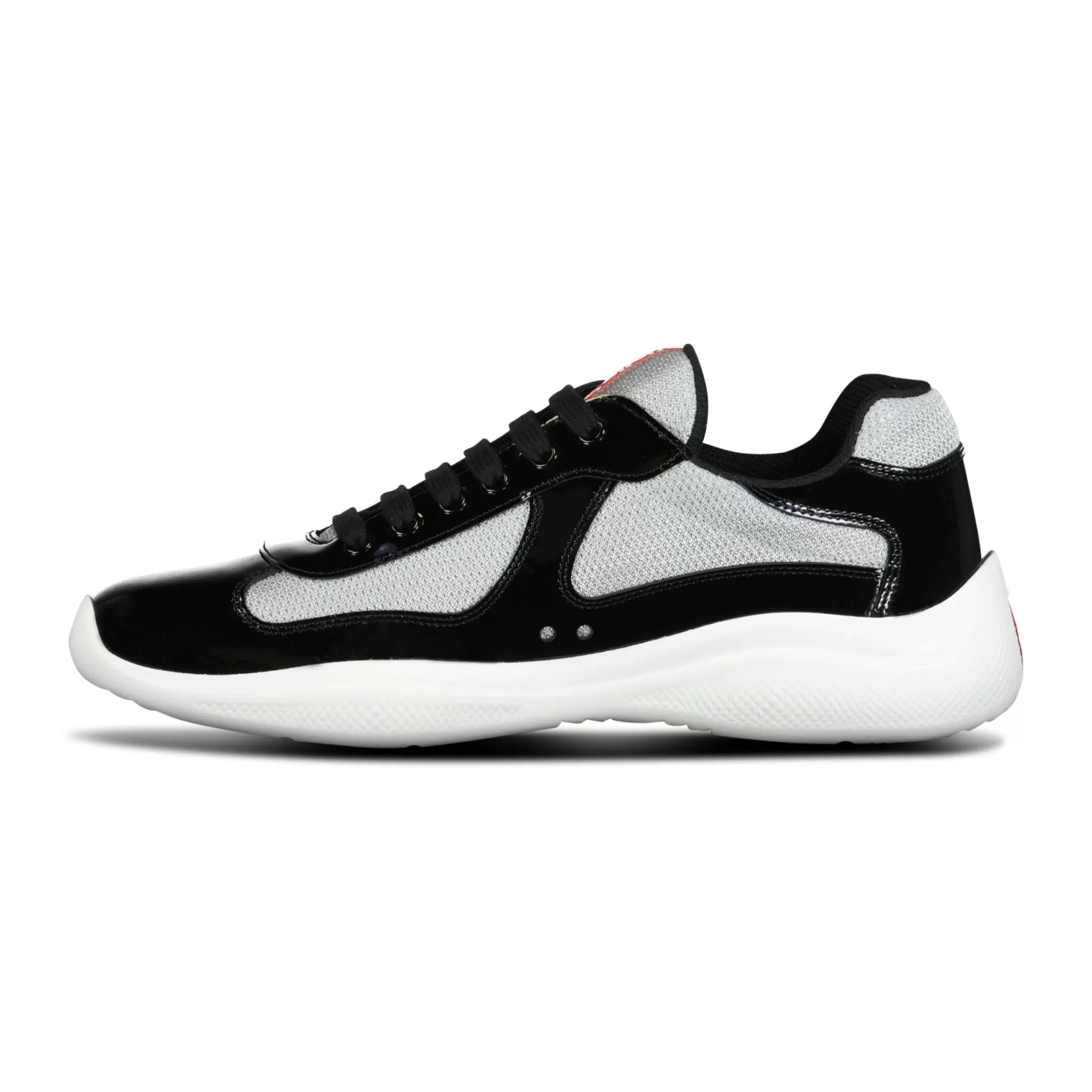 PRADA AMERICAS CUP MESH TRAINERS PATENT BLACK / GREY