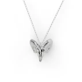 ram skull necklace | silver