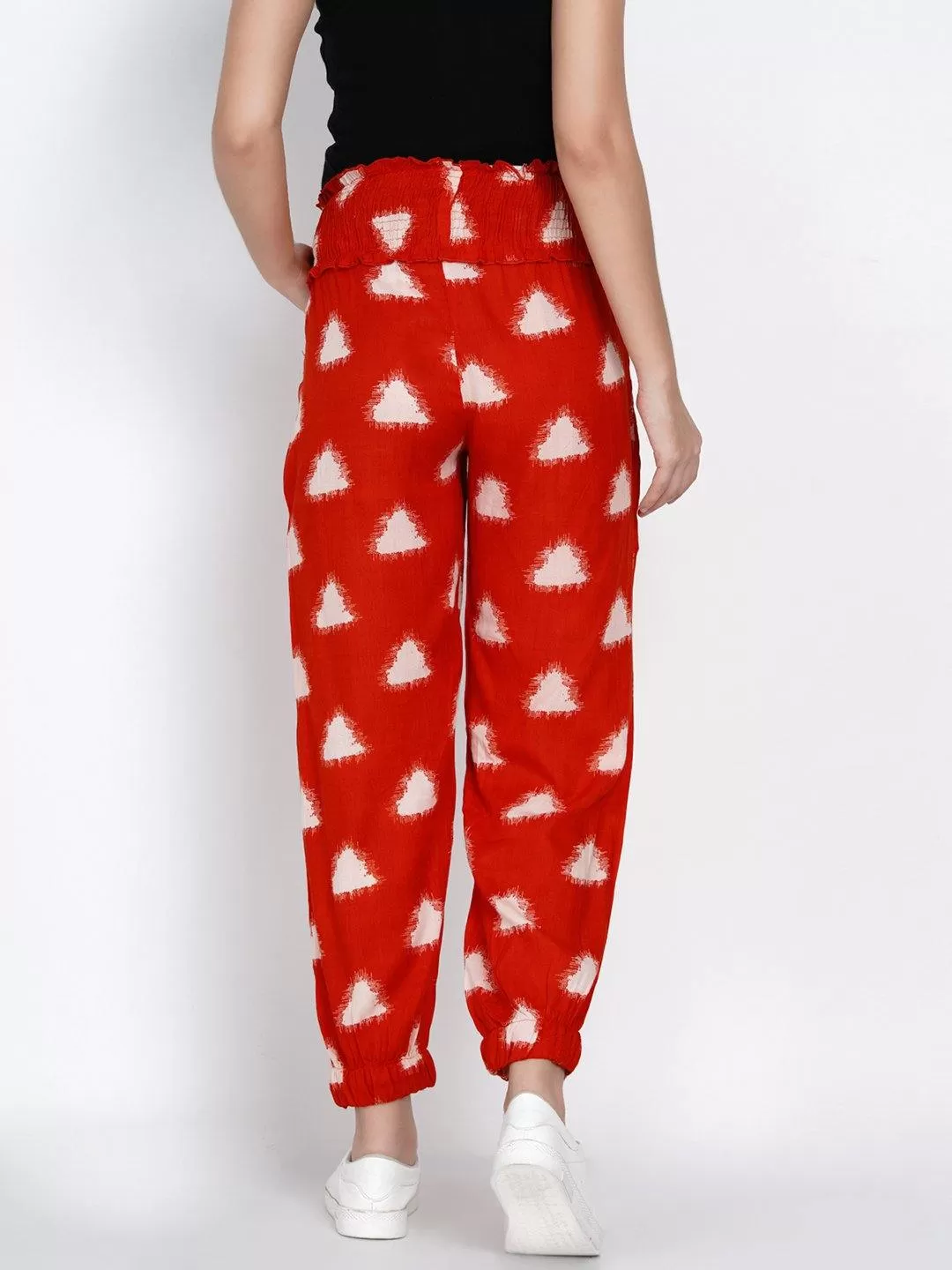 Red Geometric Print Maternity and Nursing Loungwear