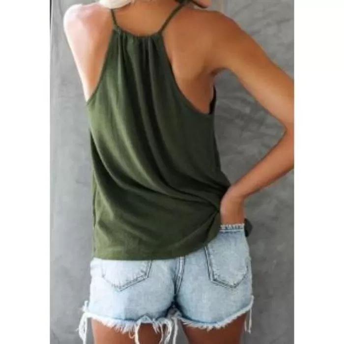 Ring Trim Tie Front Camisole- Green