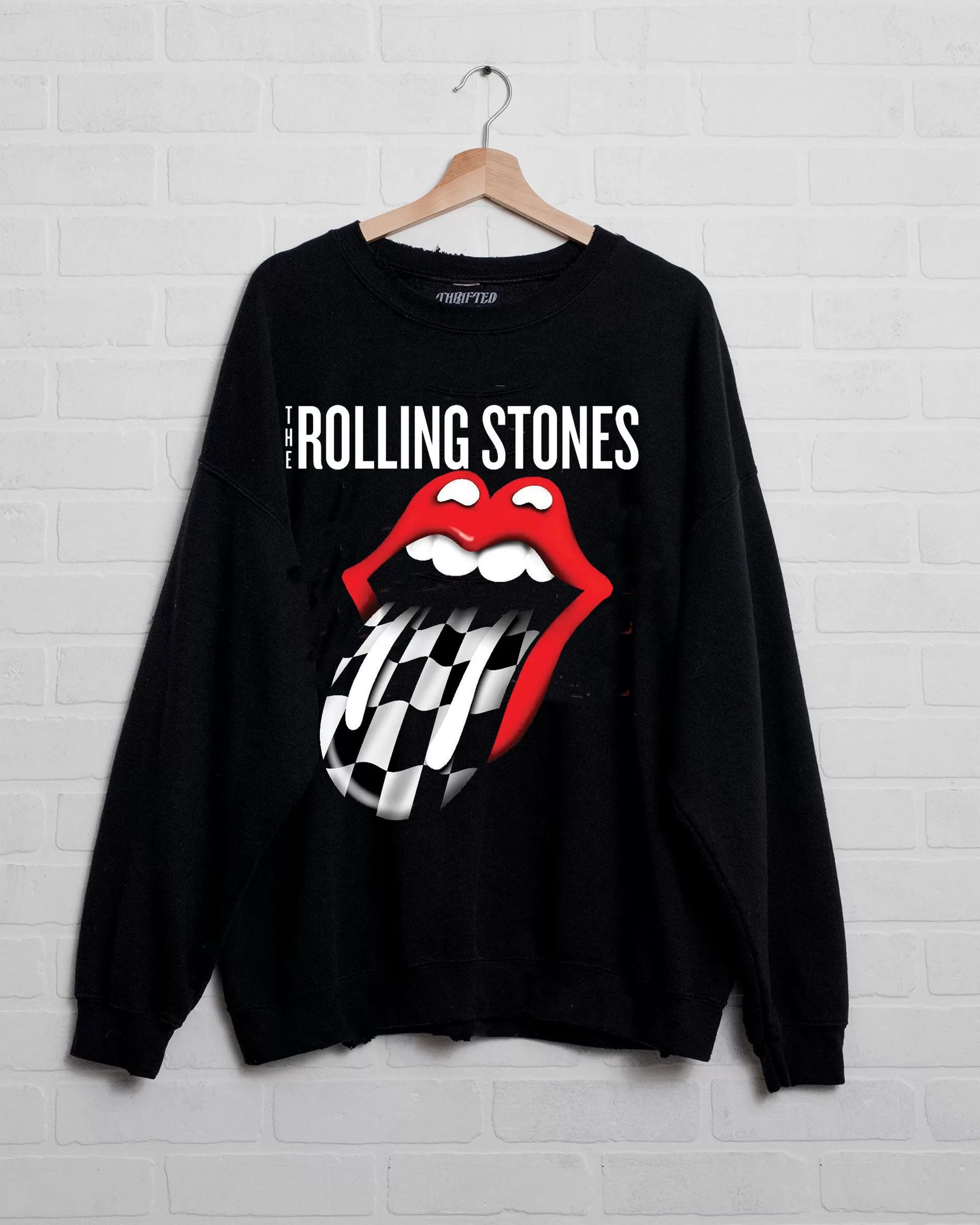 Rolling Stones Zip Code Night Black Thrifted Sweatshirt