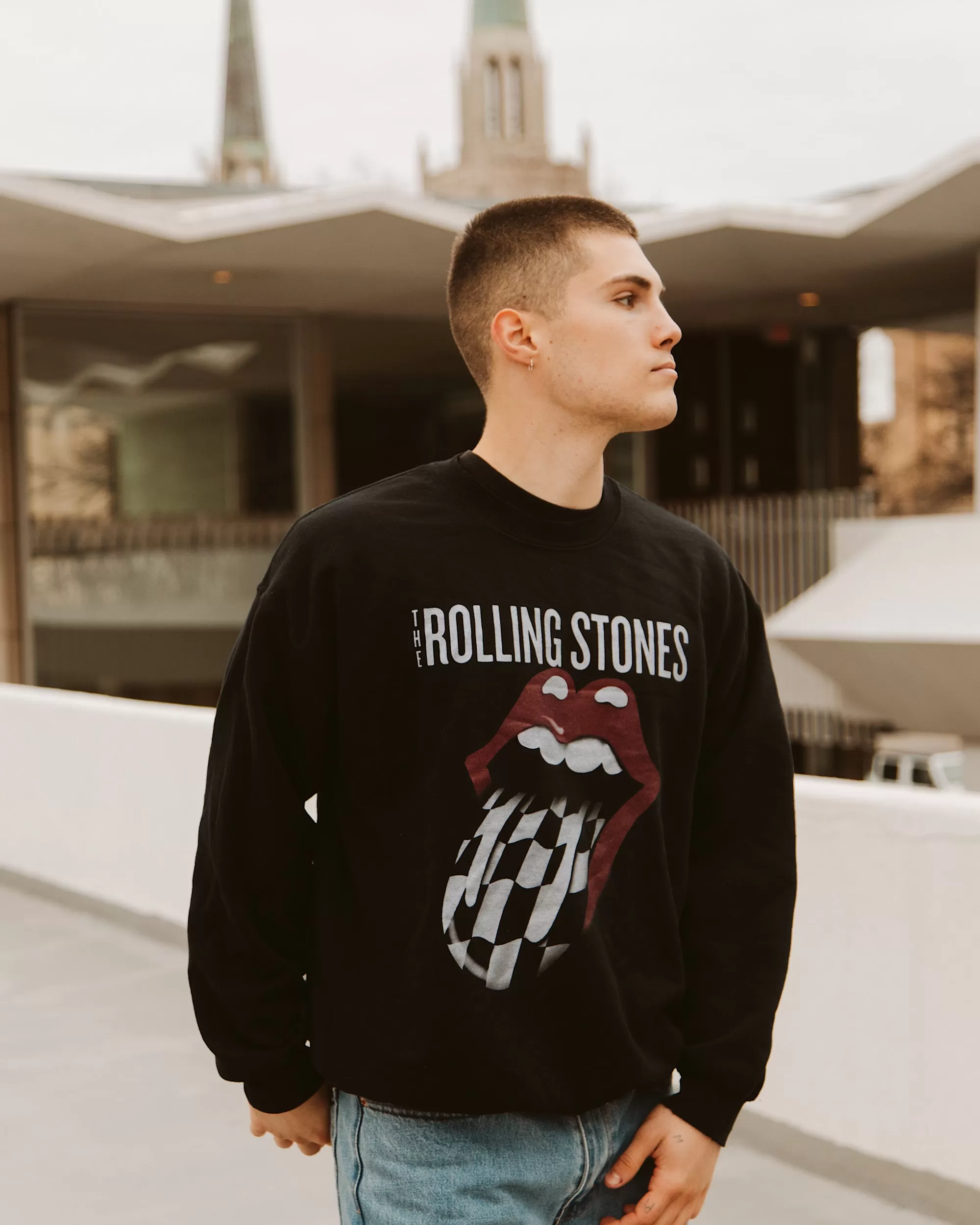 Rolling Stones Zip Code Night Black Thrifted Sweatshirt