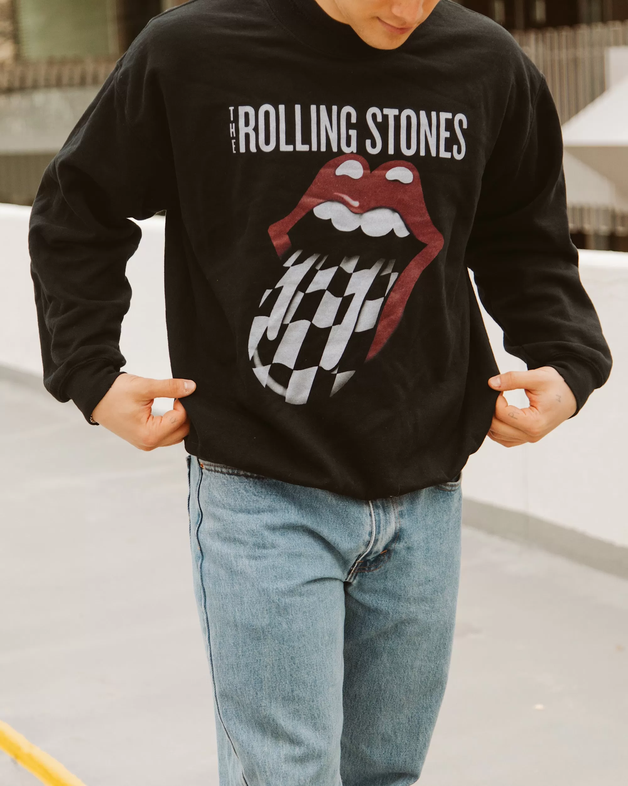 Rolling Stones Zip Code Night Black Thrifted Sweatshirt