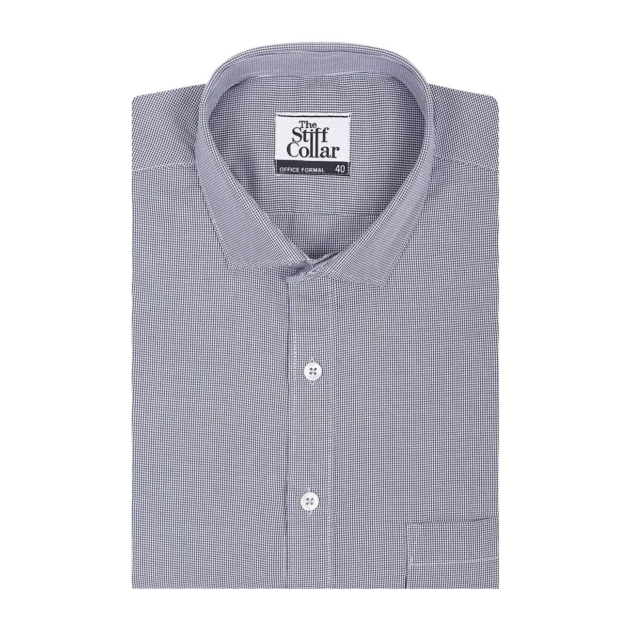 Silver Gray Houndstooth Regular Fit Executive Shirt