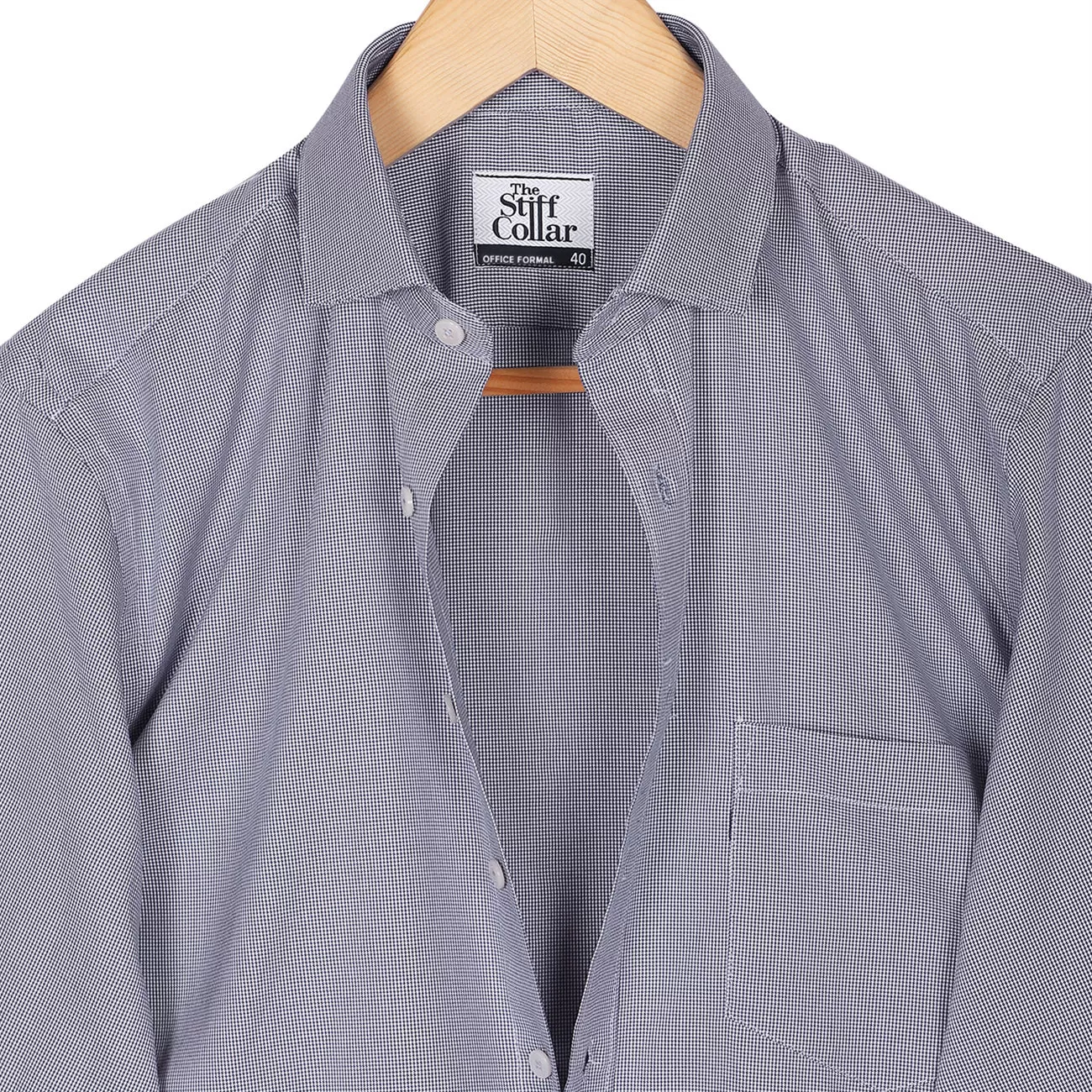 Silver Gray Houndstooth Regular Fit Executive Shirt