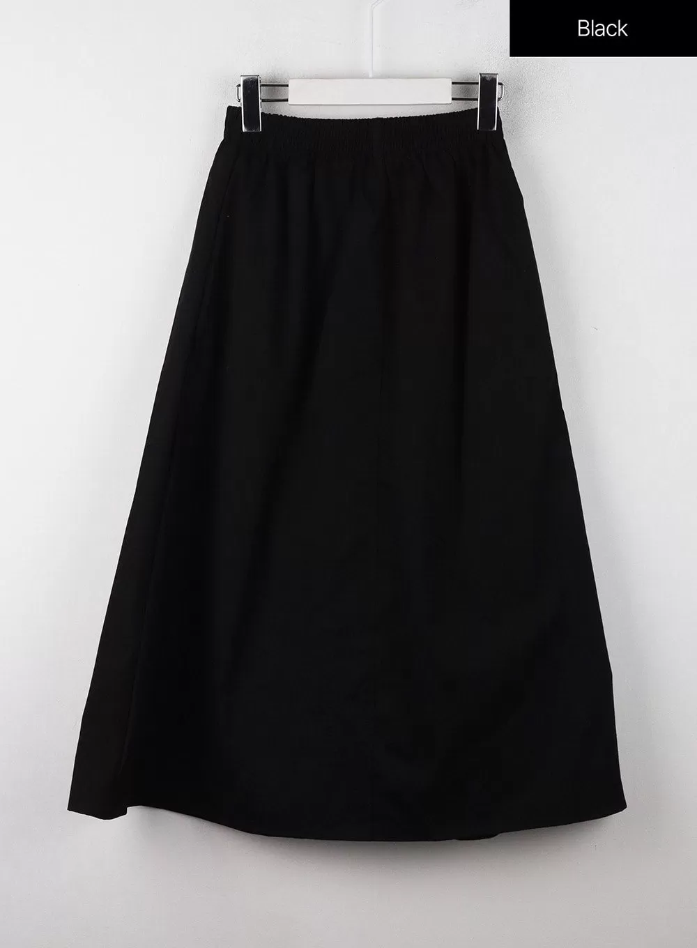 Solid Elastic Waist Maxi Skirt OJ302