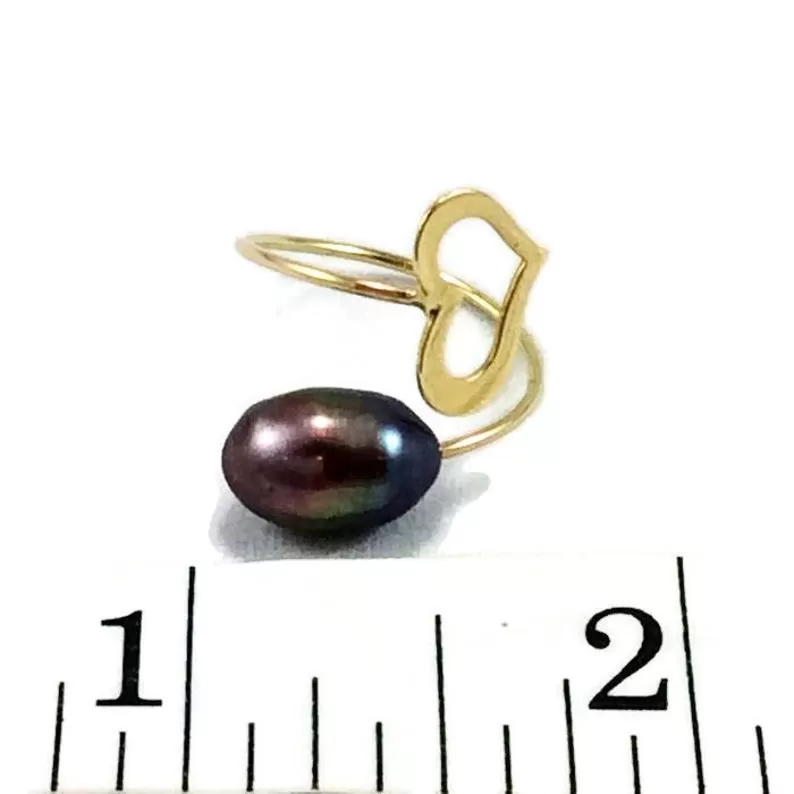 Solid Gold 18K Minimalist Heart Pearl Ring