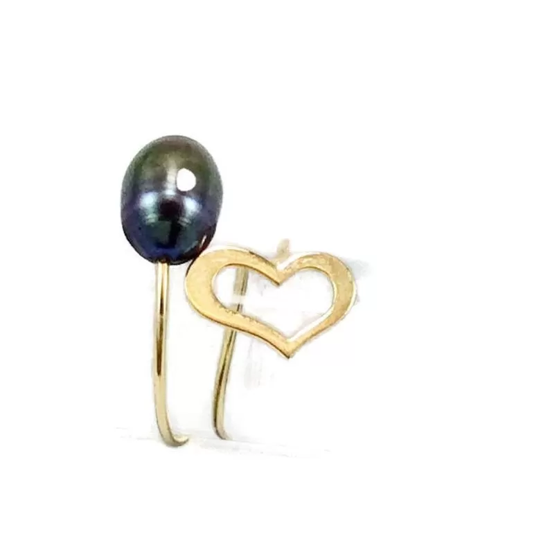 Solid Gold 18K Minimalist Heart Pearl Ring