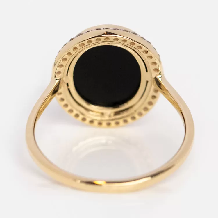 Solid Gold Black Onyx Zodiac Ring