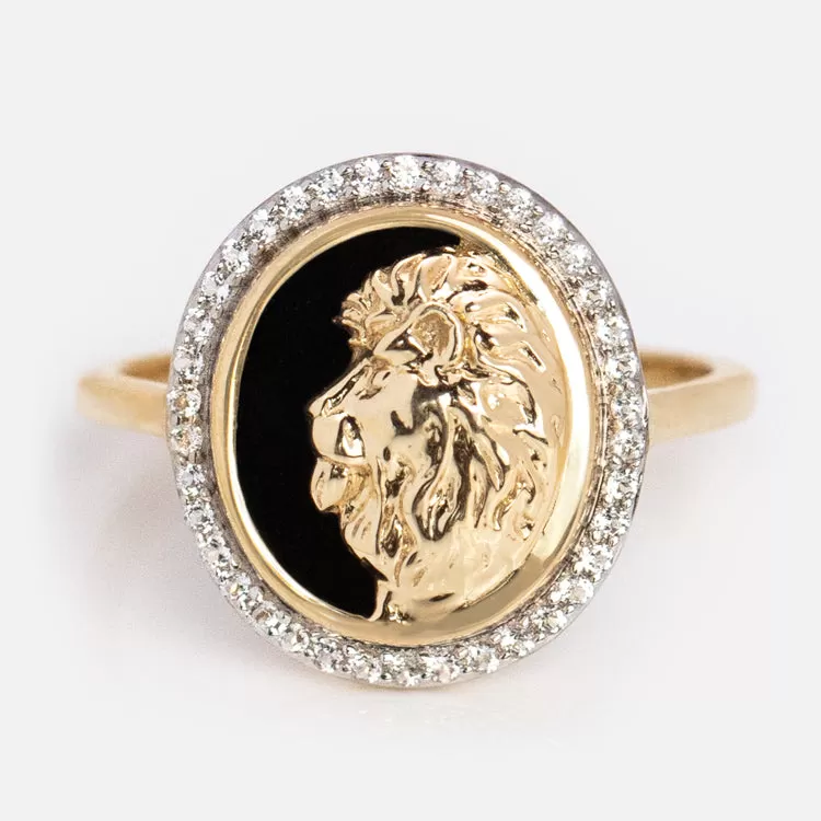 Solid Gold Black Onyx Zodiac Ring