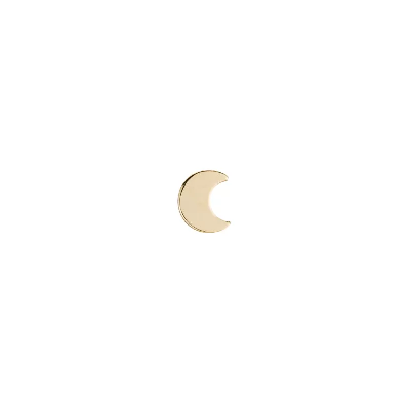 Solid Gold Moon Stud Single Earring, 14k