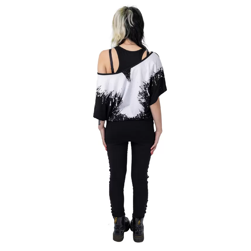 SPLATTER RAVEN TOP - BLACK