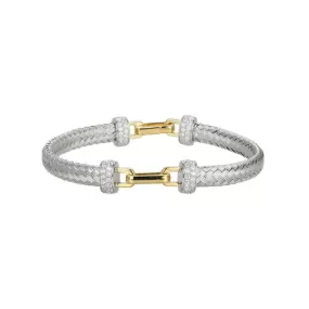 SS Two-Tone Mesh Station Link Bracelet