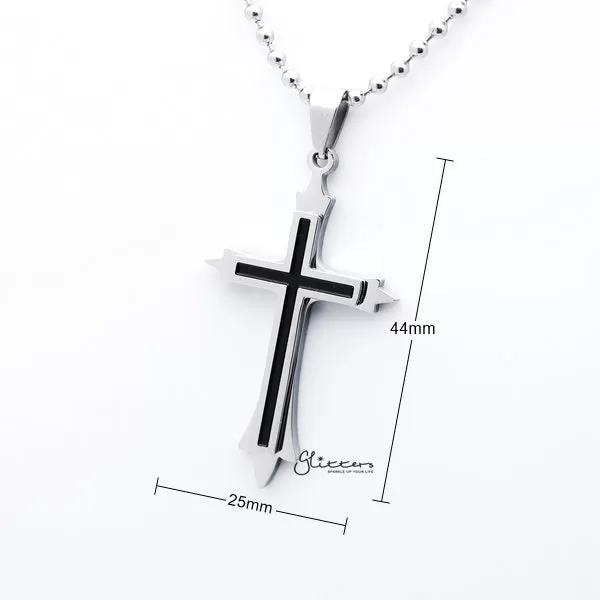 Stainless Steel Two Tone Double Layer Cross Pendant