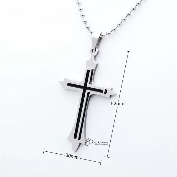 Stainless Steel Two Tone Double Layer Cross Pendant