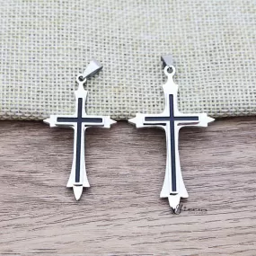 Stainless Steel Two Tone Double Layer Cross Pendant