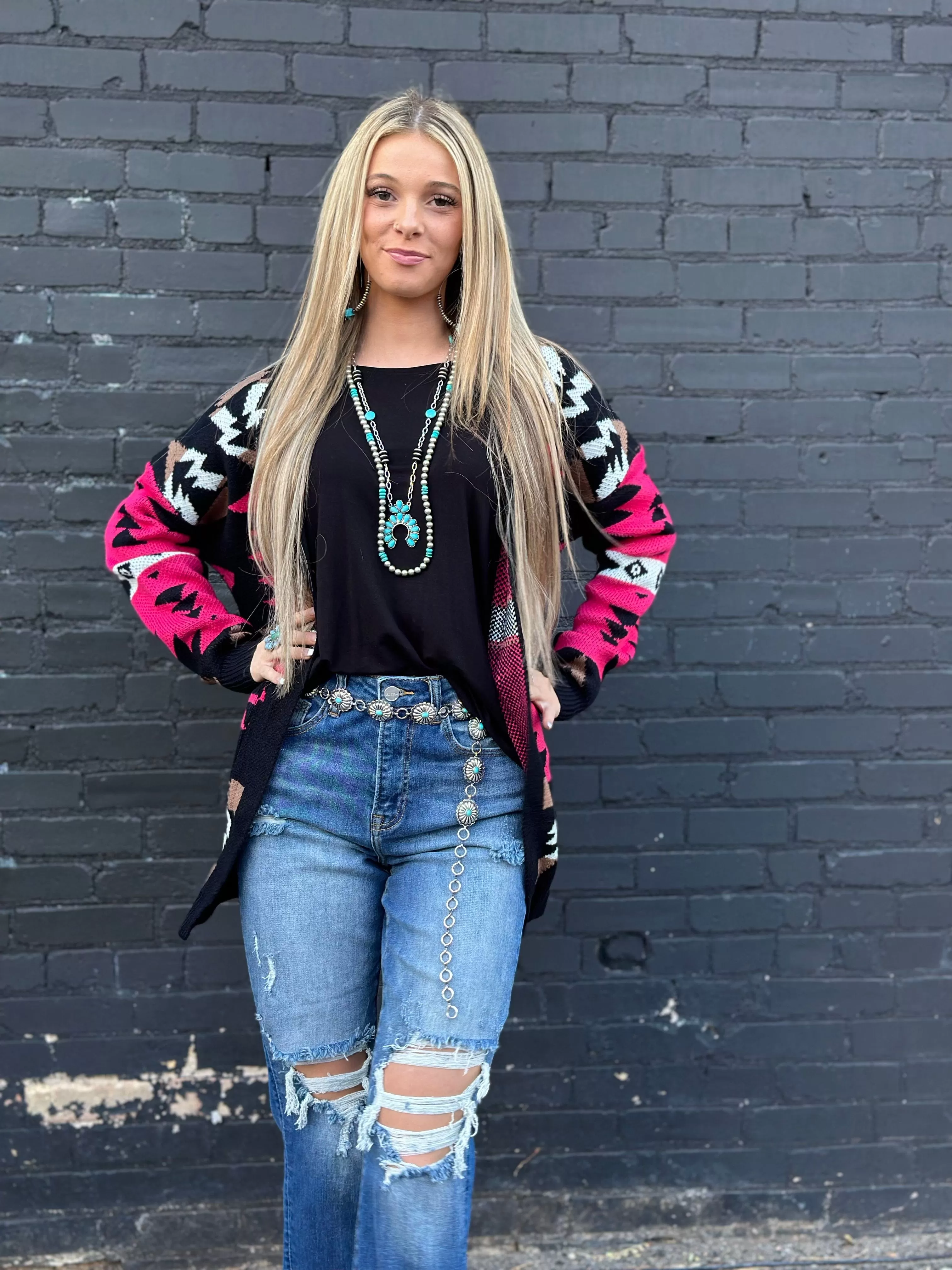 The Aztec Pink Painted Pony Cardigan Sweater