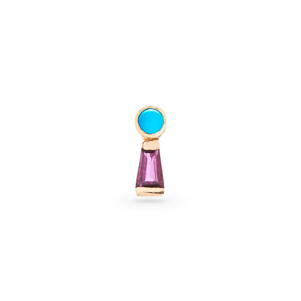 The Garnet Keyhole Stud with Turquoise