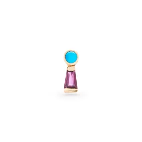 The Garnet Keyhole Stud with Turquoise