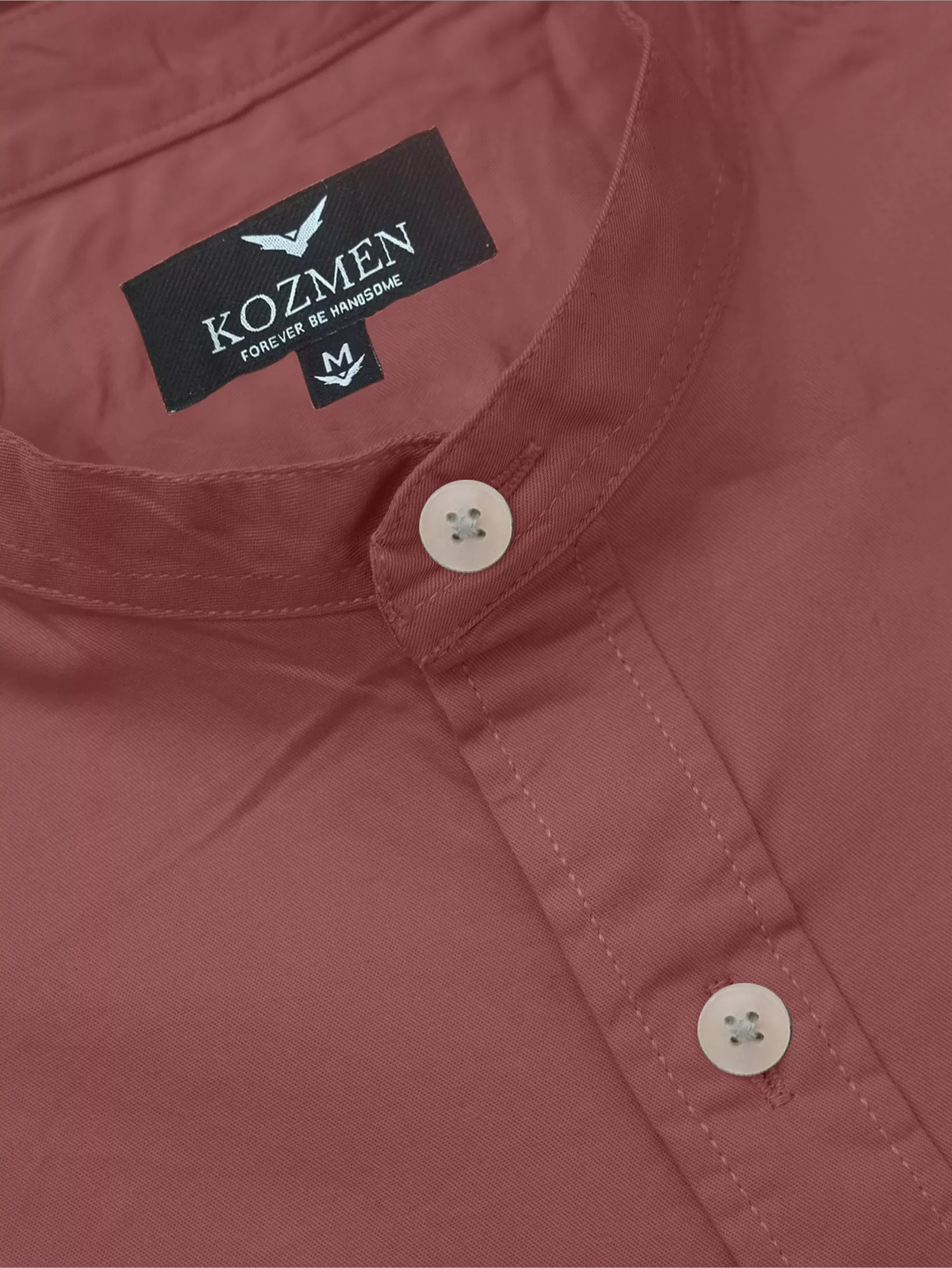 Vermilion Premium Super Soft Solid Cotton Mandarin Collar Shirt