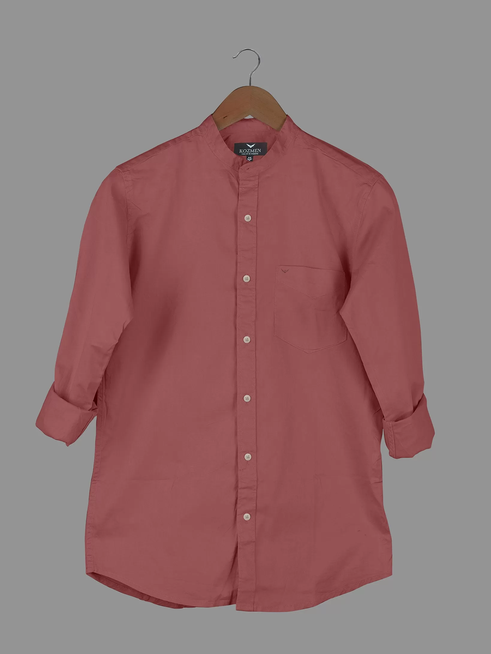 Vermilion Premium Super Soft Solid Cotton Mandarin Collar Shirt