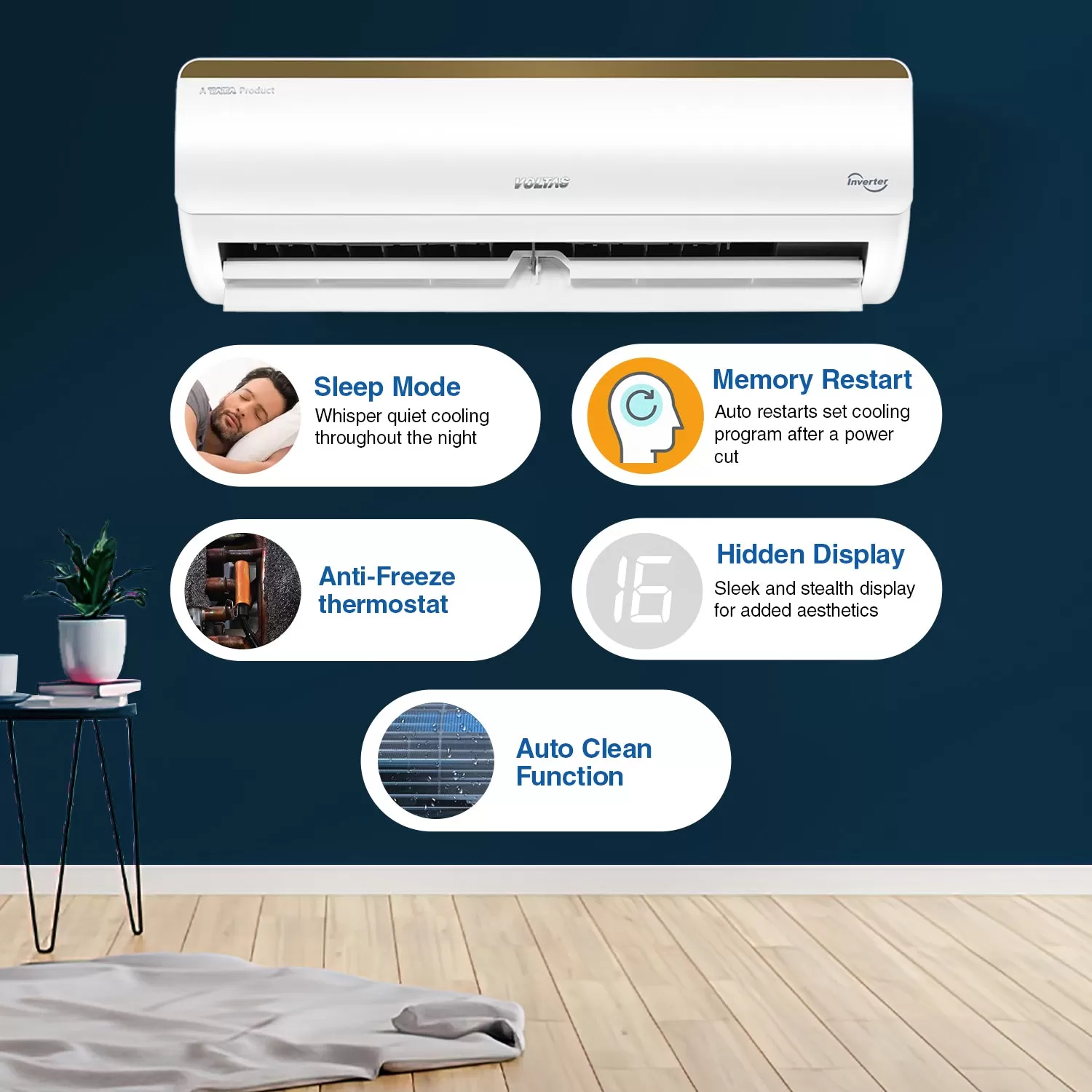 Voltas SmartAir Inverter AC, 1.5 Ton, 3 star - 183V Vertis Smart Elite Gold With IoT