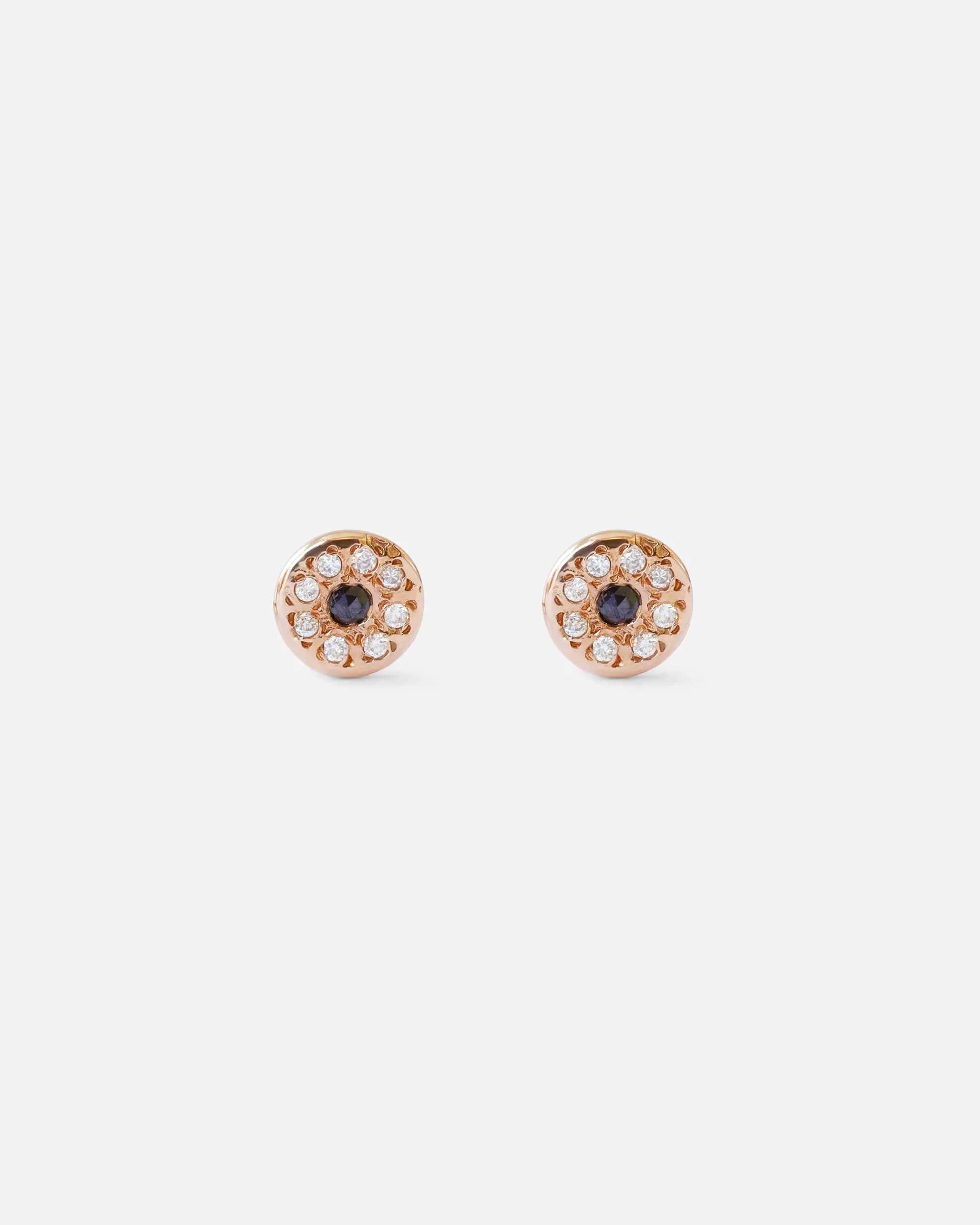 White & Black Diamond Disk / Rose Studs