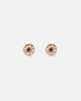 White & Black Diamond Disk / Rose Studs