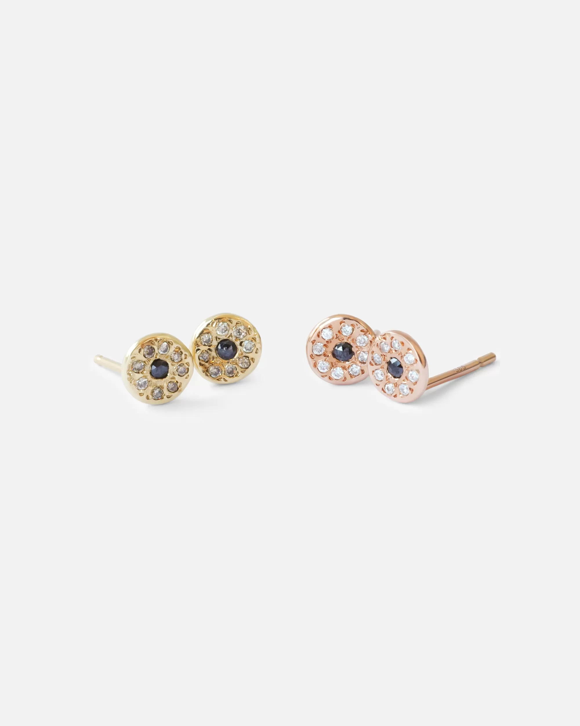 White & Black Diamond Disk / Rose Studs