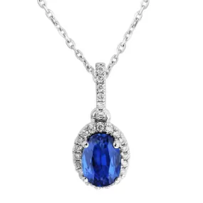 White Gold Sapphire & Diamond Heirloom Pendant