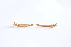 Wholesale Matte Vermeil Gold Arrow Earring Climber Ear Cuff- Gold Arrow Earrings, Gold Arrow Earring Crawler, Curved Arrow Earring, Ear Jacket, 281