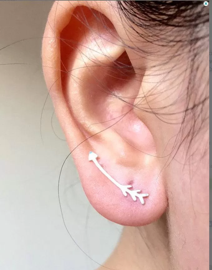 Wholesale Matte Vermeil Gold Arrow Earring Climber Ear Cuff- Gold Arrow Earrings, Gold Arrow Earring Crawler, Curved Arrow Earring, Ear Jacket, 281