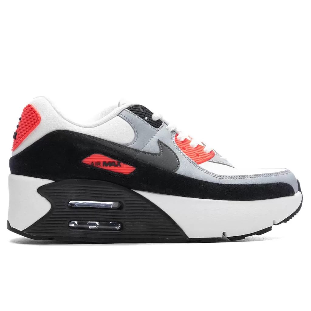 Women's Air Max 90 LV8 'Infrared' - Summit White/Smokey Grey/Black