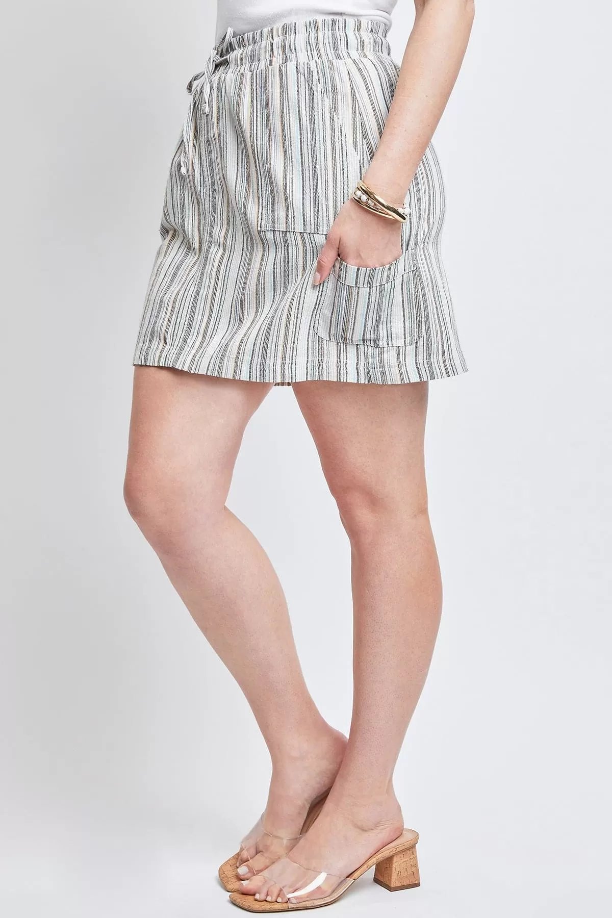 Women's High Rise Linen Cargo Skort