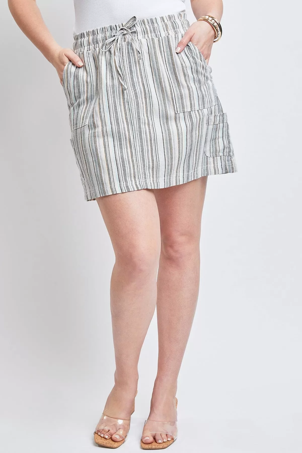 Women's High Rise Linen Cargo Skort