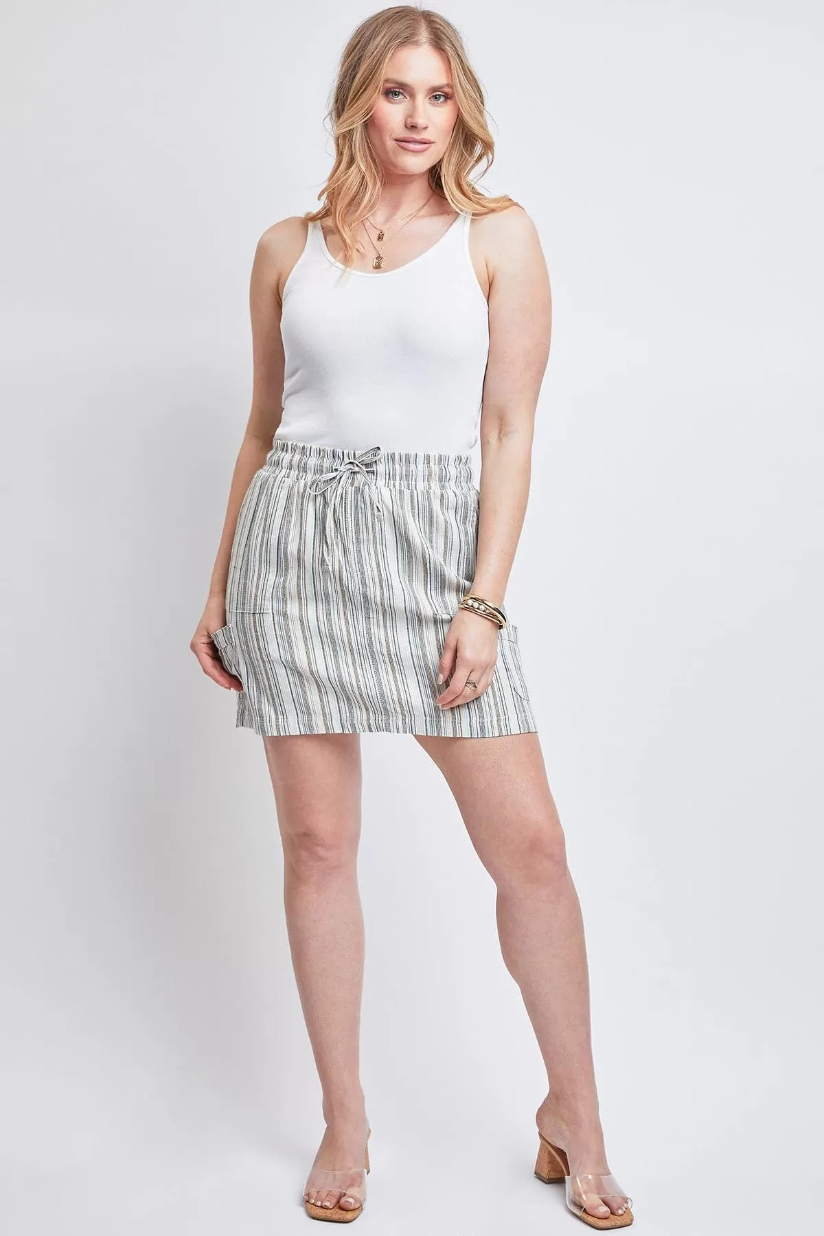 Women's High Rise Linen Cargo Skort