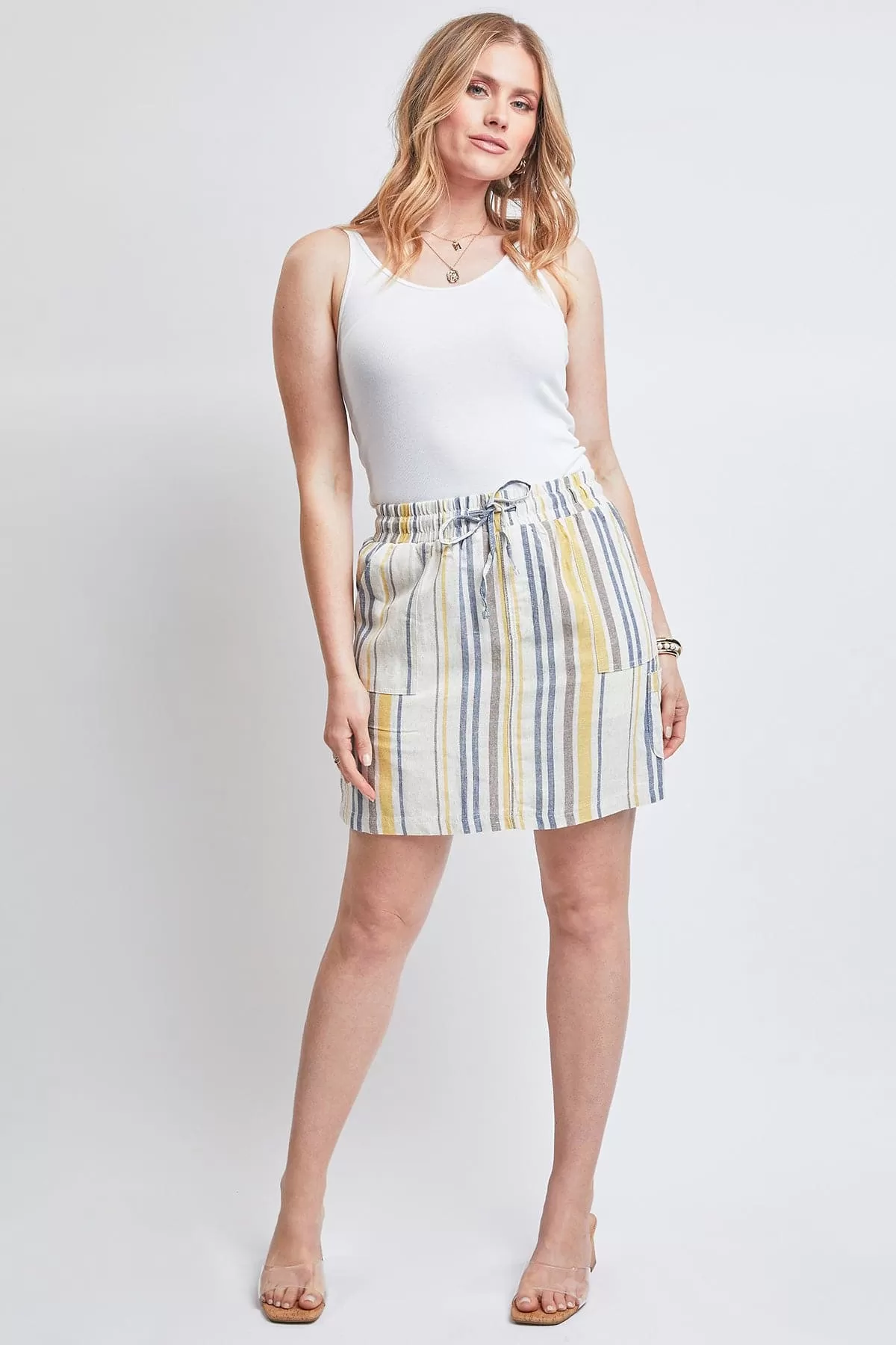 Women's High Rise Linen Cargo Skort