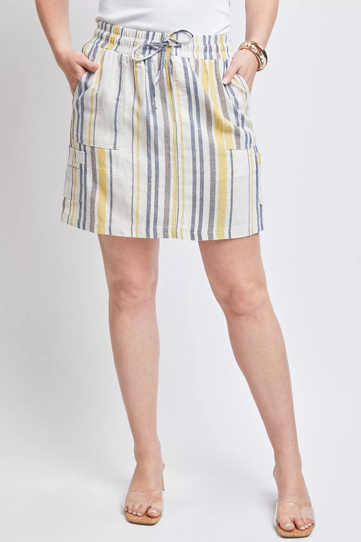 Women's High Rise Linen Cargo Skort