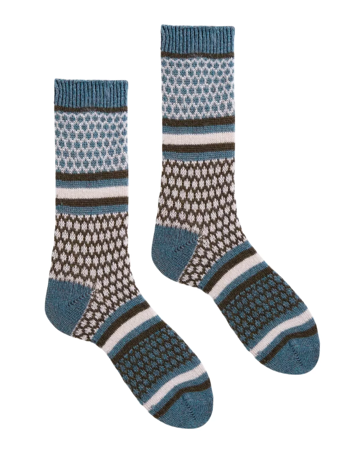 Women's Honeycomb Wool Cashmere Crew Socks (Mineral)