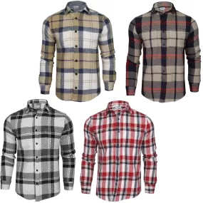 Xact Mens Heavy Flannel Plaid Check Lumberjack Over Shirt  Long Sleeved