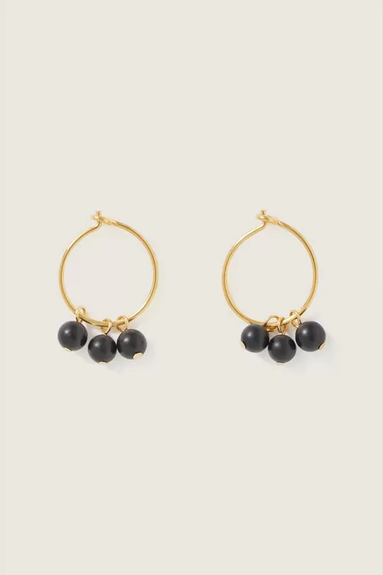 Zazou gold plate earrings with black howlite stones